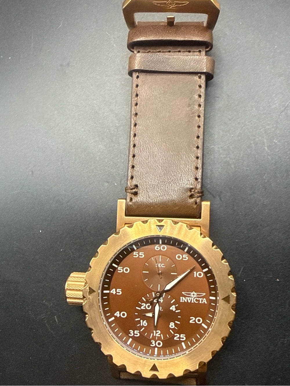 The Invicta I-Force 14643  featuring a large 52mm gold-tone stainless steel case